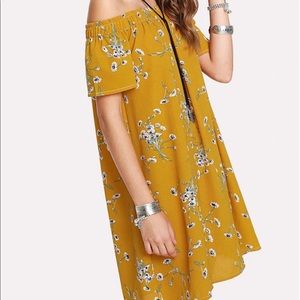 Daisy floral boho tunic off the Shoulder dress